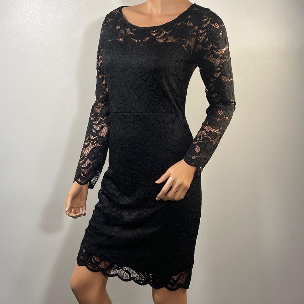 *Ambiance Women's Black Lace Bodycon Dress Sz L - Picture 4 of 9